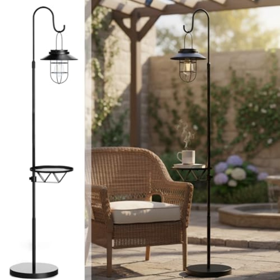 Solar Floor Lamp with Table, 6 - Outdoor Lighting Waterproof review and price