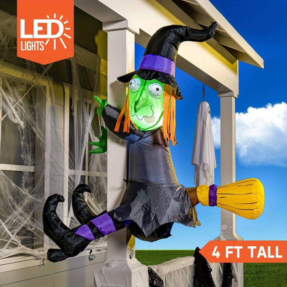4FT Halloween Inflatable Witch - Outdoor Lighting Effects review and price