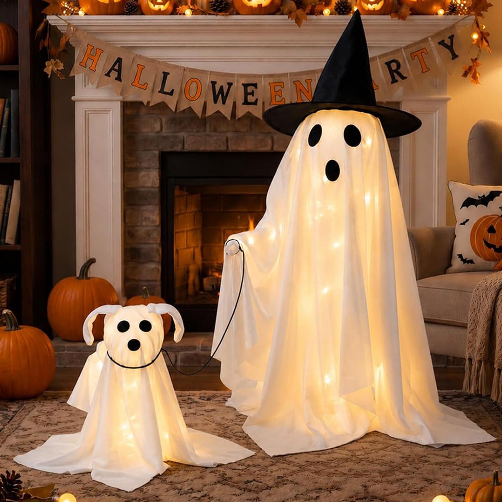 LED Lighted Ghost Dog Set Warm - Outdoor Lighting Effects review and price