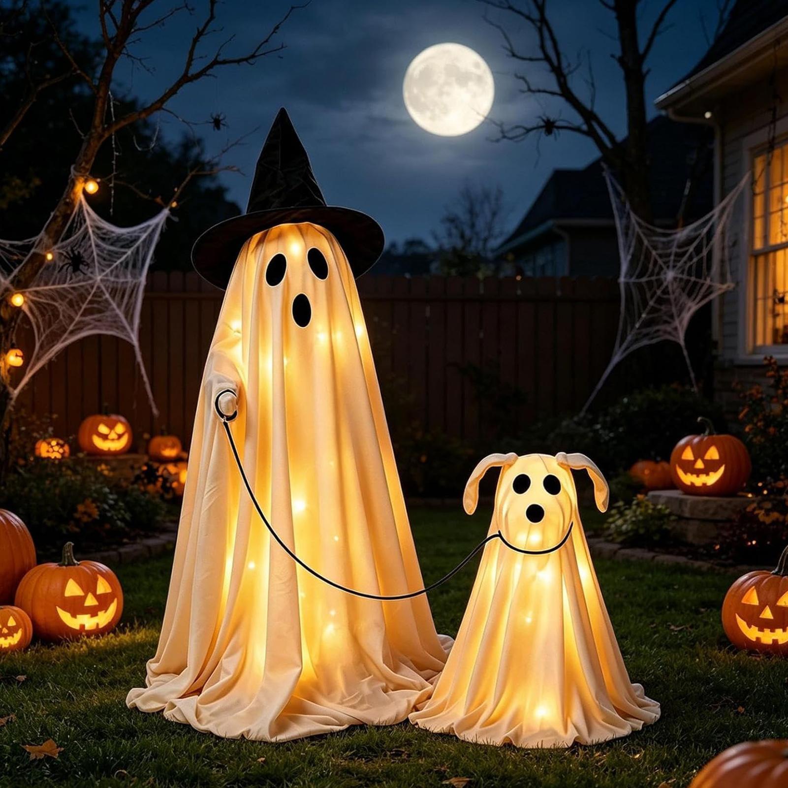LED Lighted Ghost Dog Set Warm - Outdoor Lighting Effects review and price