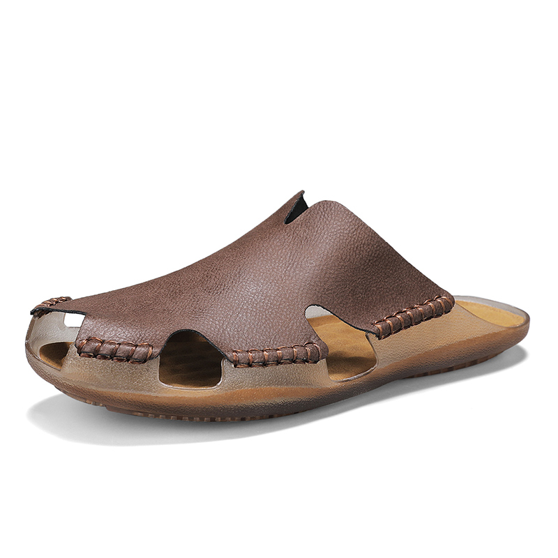 Men Leather Flat Slides Slippe - Outdoor Lighting For Your House review and price